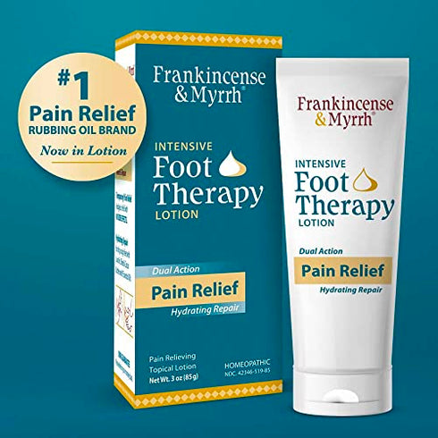 FRANKINCENSE & MYRRH Foot Pain Relief Lotion - Intensive Foot Therapy - Dual Action Neuropathy Pain Relief Cream and Hydrating Skin Repair with Essential Oils, 3 Ounce (Pack of 1)