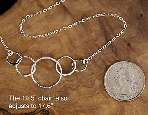 EFYTAL Cool Gifts for 50 Year Old Woman, Sterling Silver Five Circle Necklace, 50th Birthday Gifts For Women, Gifts for 50 Year Old Woman, 50th Birthday Decorations Women
