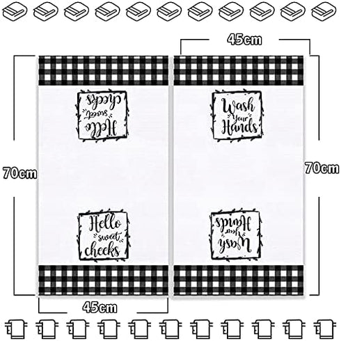 2 Pieces Farmhouse Hand Towel for Bathroom Black White Hand Towels Funny Black and White Bathroom Decor for Bathroom Kitchen Farmhouse Restroom (Classic Style)