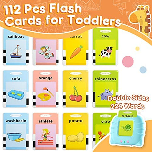 Yehtta Learning Toys for 3 4 5 6 Year Old Boys Birthday Gifts for 3-6 Years Old Boys 224 Words Audible Baby Flash Cards Speech Therapy Toys Autism Toys for Girls Christmas Birthday Gifts for Kids