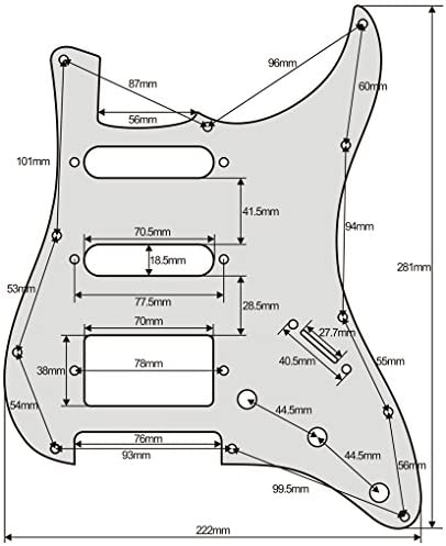 IKN Strat HSS Pickguard Guitar Back Plate Set for Standard Strat Modern Style Guitar Part, 4Ply Brown Tortoise