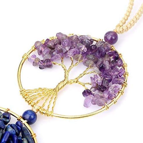Top Plaza 7 Chakra Stones Healing Crystals Tree of Life Wall Hanging Ornament Decoration for Good Luck Reiki Yoga Meditation Protection Mothers Day Mom Gifts