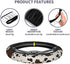 Cow Leather Skin Brown Car Steering Wheel Cover Elastic Comfortable Neoprene Steering Wrap Universal 15 Inch Durable Protector