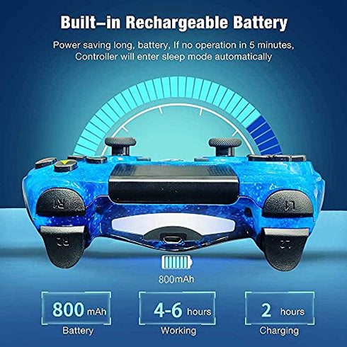 Kujian Wireless Controller for PS4, Blue Galaxy Style High Performance PS-4 Remote Controller for PlayStation 4/Pro/Slim/PC with Dual Vibration, Audio Function, USB Cable