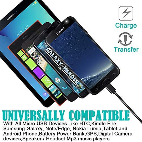 Short Micro USB Cable 1ft,SCOVEE 12 inch Fast Android Charger Cord for Smartphones,Samsung Galaxy,HTC,Motorola,Nokia,MP3,Tablet,USB2.0 A Male to Micro B Charging Station Sync Cord,6 Multi Pack