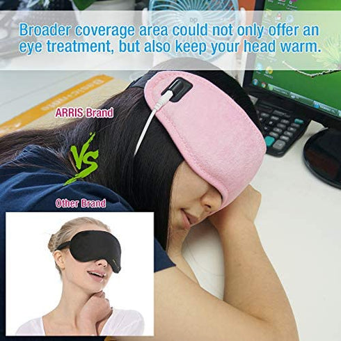 ARRIS Electric USB Heated Eye Mask with 5 Temperature Control, Pink