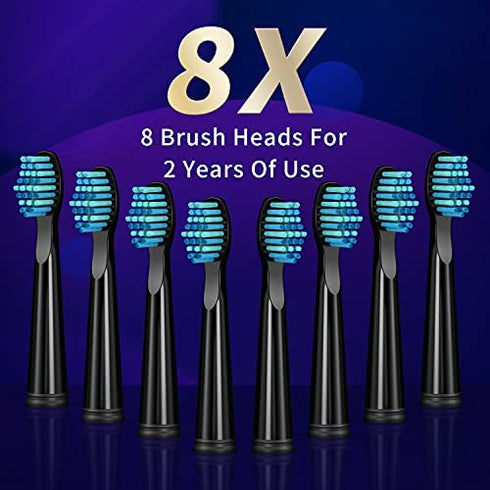 SEAGO Sonic Toothbrush for Adults and Kids, Rechargeable Electric Toothbrushs with 8 Brush Heads,One Charge Last 30 Days, 5 Modes & Smart Timer(M8-Black)