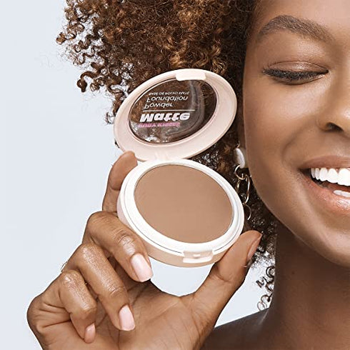 Ruby Kisses Powder Foundation Full Coverage Matte Foundation Long Lasting Face Makeup 0.35 oz. (Honey Brown)