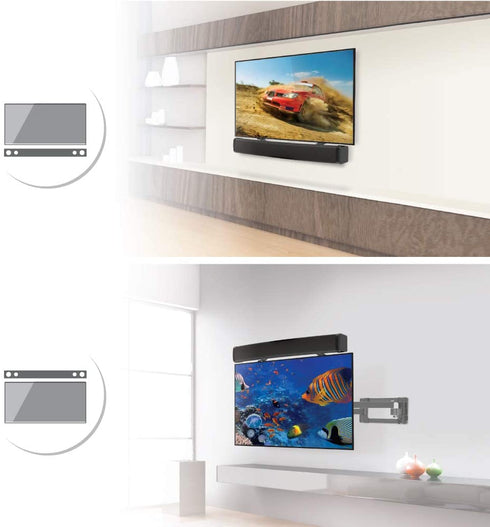 Barkan Universal Soundbar Mount, Adjustable Bracket for Mounting Above or Under The TV, Sizes 13-80 inch, Fits Most of Sound Bars Up to 14 lbs, Easy Assembly Black