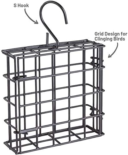More Birds Suet Cage Bird Feeder, Fruit and Suet Feeder, Single Cake Capacity ,Black