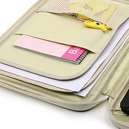 BTSKY New Multi-Functional A4 Document Bags Portfolio Organizer-Waterproof Travel Pouch Zippered Case for Ipads, Notebooks, Pens, Documents (Dark Blue)