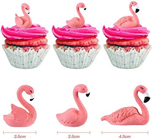 25 Pieces Flamingo Cake Decorations Mini Flamingo Miniature Figurines DIY Handmade Decor Ornaments for Flamingo Party Bridal Wedding Car Accessories