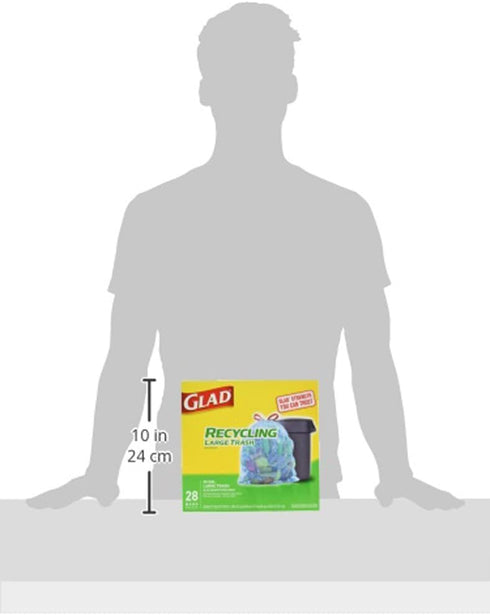 Glad Large Drawstring Recycling Bags - 30 Gallon Blue Trash Bag - 28 Count (Package May Vary) (CXC-212)