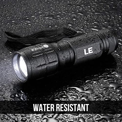 LE LED Flashlights LE1000 High Lumens, Bright Small Flashlight, Zoomable, Waterproof, Adjustable Brightness Flash Light for Outdoor, Emergency, Camping Accessories, AAA Batteries Included, 2 Packs