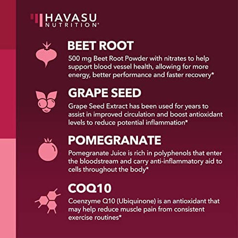 Beet Root + COQ10 Gummies Nitric Oxide Booster for Healthy Energy & Circulation Support with Pomegranate Extract | Circulation Supplements for Heart Health | Mixed Berry Flavor 60 Vegan Gummies