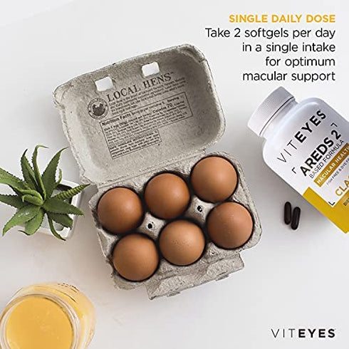 Viteyes AREDS 2 Classic Macular Health Formula Softgels, Eye Health Vitamin for Vision Protection, Lower Zinc, Eye Vitamins, Macular Vitamins, Beta-Carotene Free, 60 Softgels