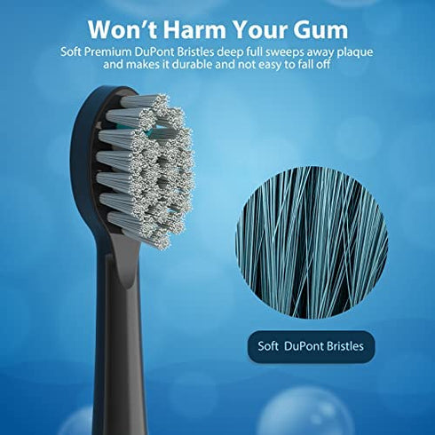 Replacement Flossing Toothbrush Heads - Compact Floss Brush Head with Crystal Cap- 3 Count - Black