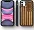 JUBECO iPhone 11 Case Wood,Wooden+Soft TPU Bumper Slim Anti-Shock Cover for iPhone 11 6.1inch (Us Flag)