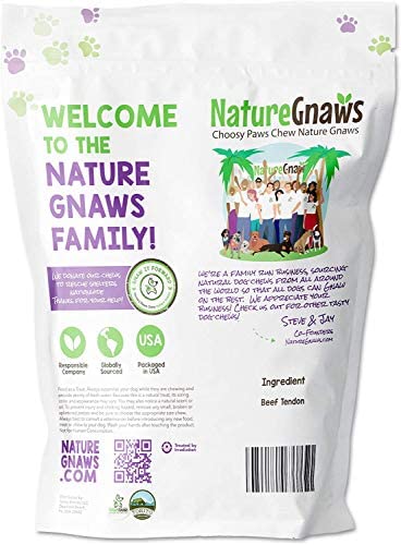 Nature Gnaws Tendons for Dogs - Premium Natural Beef Sticks - Simple Single Ingredient Tasty Dog Chew Treats - Rawhide Free - 4-5 Inch (5 Count)
