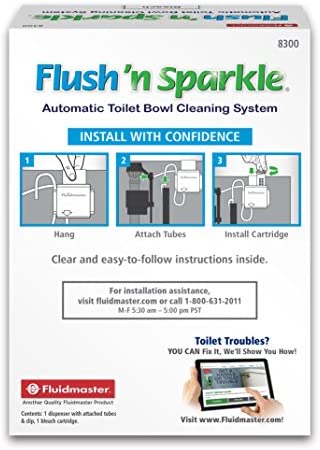 Fluidmaster 8300 Flush 'n Sparkle Automatic Toilet Bowl Cleaning System with Bleach Cartridge