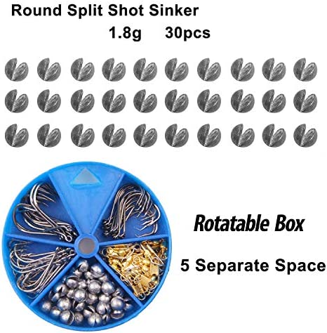 Hook Snap Swivel Sinker Assortment 110Pcs Fishing Tool Assortment Terminal Tackle Baitholder Hooks Octopus Hook Circle Hooks Sinker