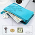 Lacass [Cards Theft Scan Protection 10 Card Slots Holder Zipper Pocket Wallet Case Flip Leather Cover with Wrist Strap Magnetic Closure Stand Carrying Pouch for Moto G Stylus 2021 4G Floral Blue