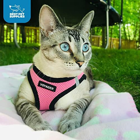 Voyager Step-In Air Dog Harness - All Weather Mesh Step in Vest Harness for Small and Medium Dogs by Best Pet Supplies - Pink Base, M