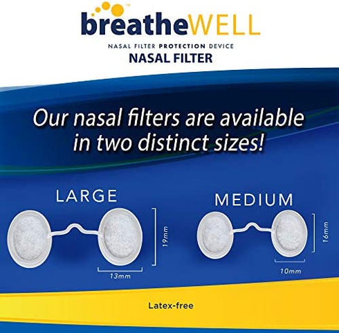 breatheWELL Nasal Filter Protection Device, Large, 6 Count