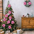 Festivous Wishel Pack of 12 Glitter Artificial Wedding Christmas Flowers Glitter Poinsettia Christmas Tree Ornaments (Pink)