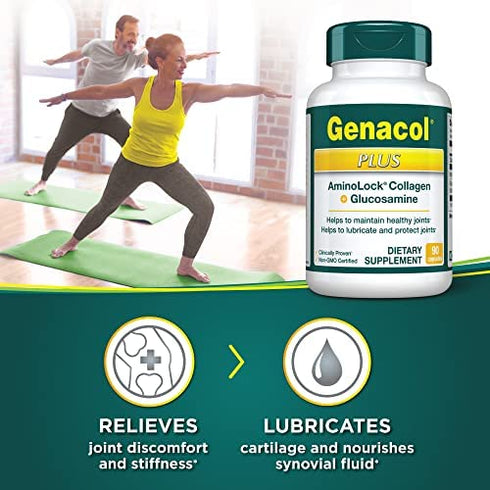 Genacol Glucosamine & Collagen Joint Supplement Plus | Glucosamina Colageno Hidrolizado Capsules | Lubricate Joints, Relieve Joint Discomfort, Maintain Optimum Joint Health & Flex (90 Capsules)