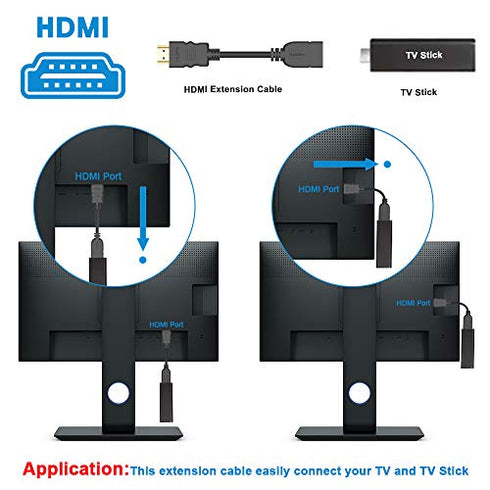 HDMI Extension Cable 2 Pack , Electop Support 4K & 3D 1080P High Speed HDMI Male to Female Extender Adapter Converter for Google Chrome Cast,Roku Stick,TV Stick,HDTV,PS3/4,Xbox360,Laptop and PC
