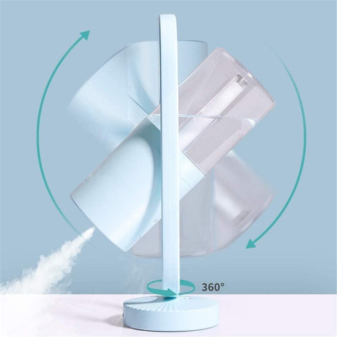 XUHE Portable Mini Humidifier, 360 degree Rotating Night Light, 200ml Cool Mist Humidifier, USB Personal Desktop Humidifier for Bedroom Travel Office Home, 2 Mist Modes Super Quiet Auto Shut-Off BLUE