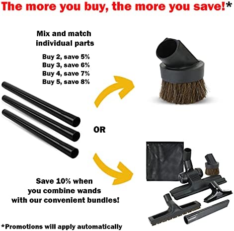 ALL PARTS ETC. Horse Hair Vacuum Attachment 1.25" Round Dust Brush, 1-1/4 Vacuum Dusting Brush, Duster Sweeper Hair Bristle Brush Compatible with Shop Vac, Oreck, Hoover and other Central Vacs