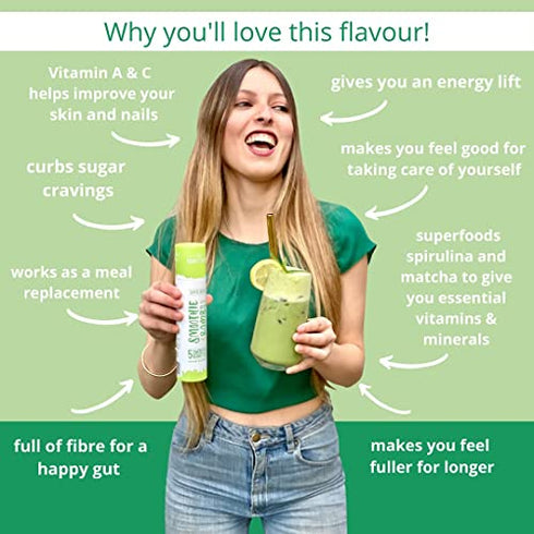 Smoothie Bombs Blender Boosters -Super Greens Mix, Matcha, Spirulina Organic Superfoods ingredients, Gluten-Free, Vegan, 5 Bombs Per Tube