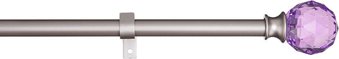 Amazon Basics Decorative 5/8" Curtain Rod with Faceted Ball Finials, 86" - 120", Purple