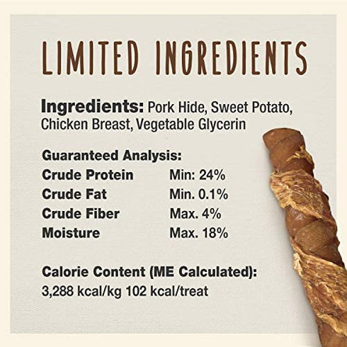 Cadet Gourmet Triple Chews Pork Hide Twists Chicken & Sweet Potato 6 Count