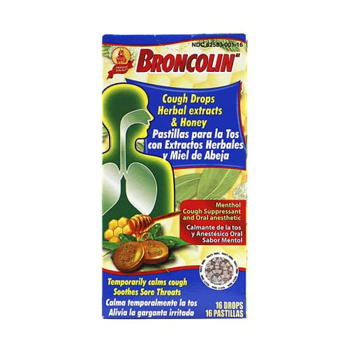 Broncolin Pastillas - Cough Drops - Hard Candy, 16 Count (Pack of 1) (OI-31686)