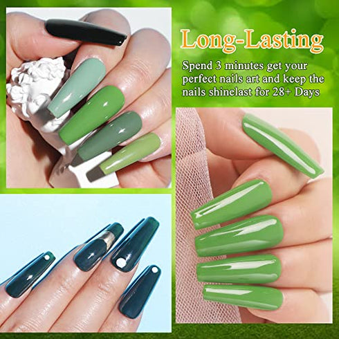 MIZHSE Carnival Evergreen 18 ml Gel Nail Polish Set- Army Green Nail Gel 6 Colors kits Olive Neon Green gel nail with Gift Box Nail Gel Soak Off UV LED Salon Dark Green kit (Green Set)