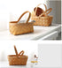 LIOOBO Seagrass Basket,Portable Handmade Rattan Storage Container Storage Basket Houseware Storage Basket Wooden Woven Storage Basket with Handle 9.474 inch