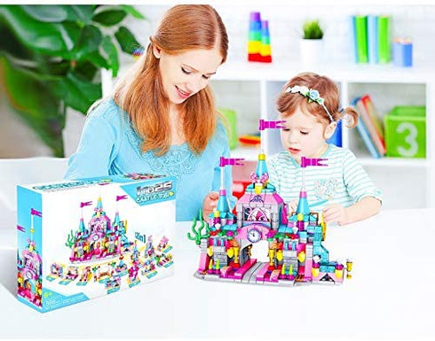 U & I Direct Building Blocks Set Toy for Girls, 25 in 1 Pink Princess Castle Building Bricks, 568 PCS STEM Construction Building Blocks Toys Set for Birthday for Kids Aged 6 7 8 9 10 11 12 Yr Old