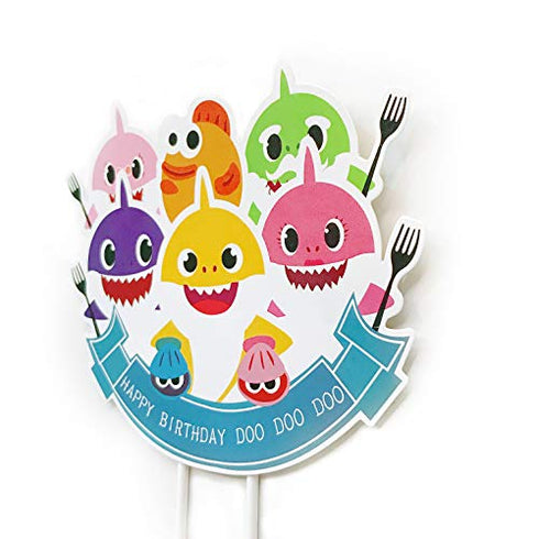 Dadam Baby Shark Cake Topper Happy Birthday Doo Doo Doo Baby Shark Birthday Decorations Cake Toppers Baby Shark Party Supplies