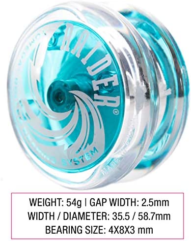 Yomega Raider - Professional Responsive Ball Bearing Yoyo, Great for Kids, Beginners and for Advanced String Yo-Yo Tricks and Looping Play. + Extra 2 Strings & 3 Month Warranty (Light Blue)