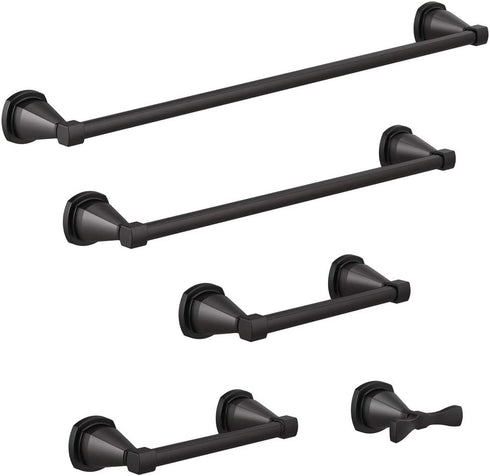 Delta Faucet Stryke Double Towel Hook, Matte Black, Bathroom Accessories, 77638-BL