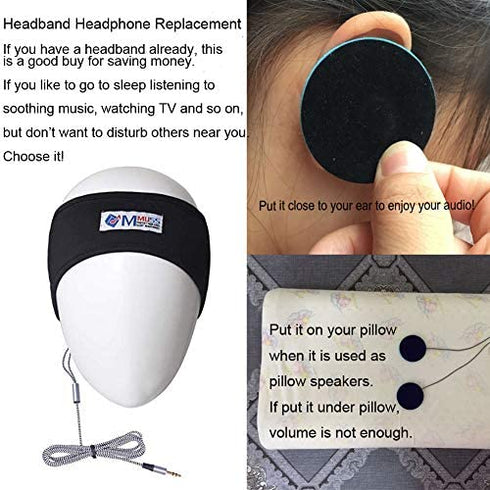MMUSS Sleep Ultra Thin Pillow Speakers with Stereo for Sleep Headphones. Headband Headphone Replacement