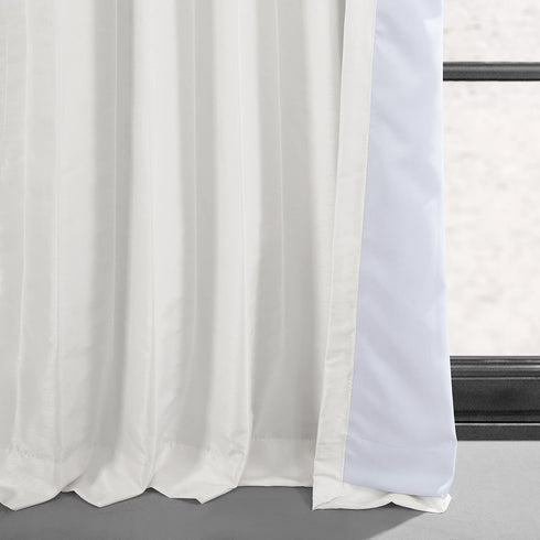 HPD Half Price Drapes Pleated Faux Silk Blackout Curtains For Bedroom Vintage Textured 25 X 96 (1 Panel), PDCH-KBS2BO-96-FP, Off White