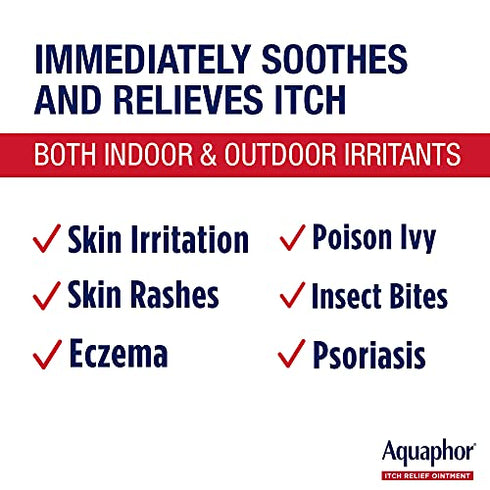 Aquaphor Itch Relief Ointment, 1% Hydrocortisone Anti Itch Skin Ointment, 1 Ounce (Pack of 2)