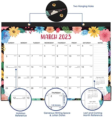 Desk Calendar 2023-2024 - Large Desk Calendar 2023-2024, Jan 2023 - Jun 2024, 17" x 12", Desk Pad, Large Monthly Blocks, Calendar with Tear Off Design, 2 Corner Protectors & 2 Hanging Hooks