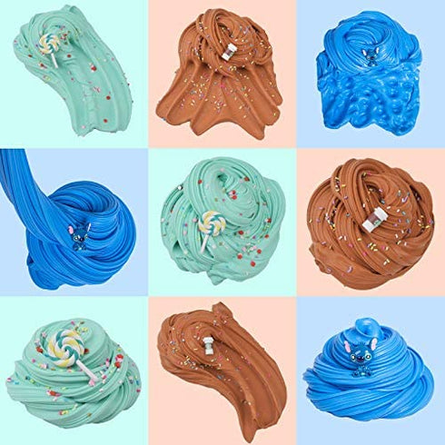 WUHUANIU Slime Kit with 3 Pack Butter Slimes,Candy Slime,Latte Slime and Blue Stitch Slime,Scented Slime Kit for Girls and Boys ,Super Soft and Non Sticky DIY Surprise Slime