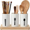 MyLifeUNIT Kitchen Utensil Caddy, Flatware Organizer with Wood Base