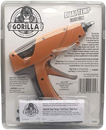 Gorilla Dual Temp Full-Size Hot Glue Gun, Orange